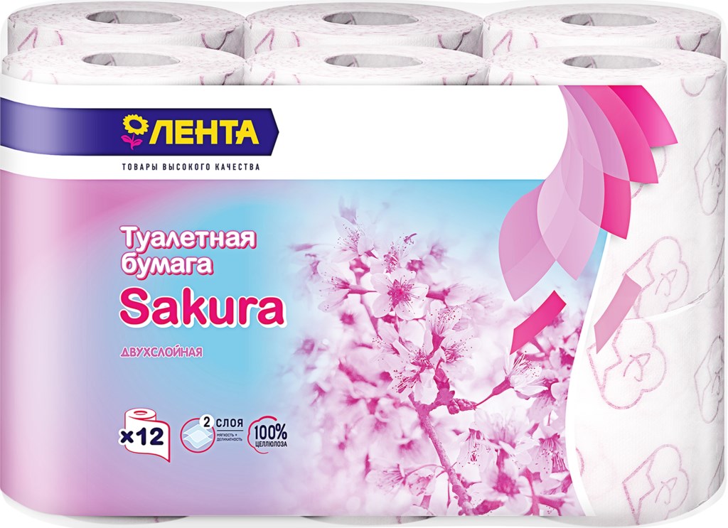 Бумага туалетная Sakura, 2-х сл.